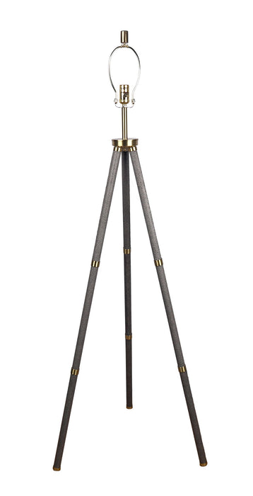 "Luxe Tripod Elegance" Faux Leather Wrap Floor Lamp - Greige / Soft Gold