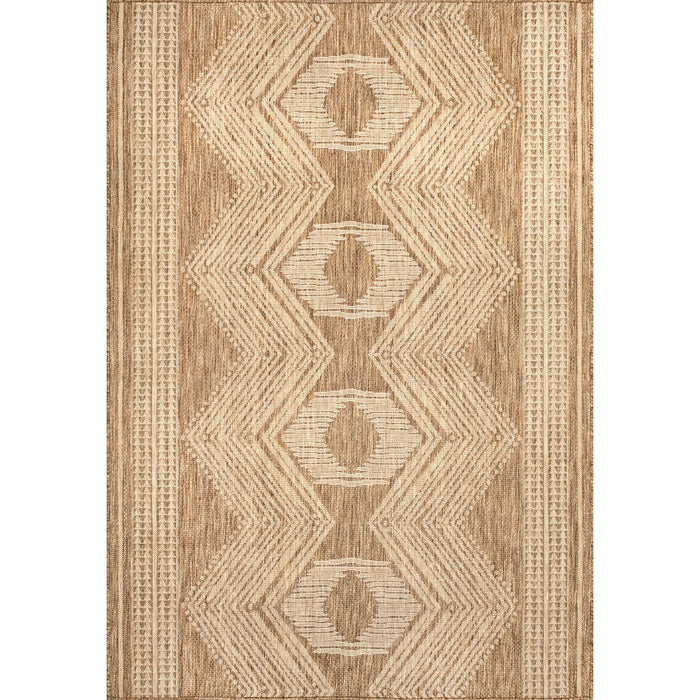 Ranya Tribal Indoor/Outdoor Area Rug: Light Brown / Runner / 2' x 8'