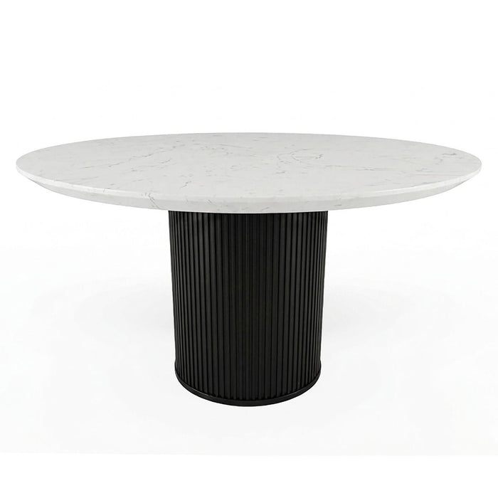 Jaramillo - Round Dining Table With Engineered Marble Top - Engineered Marble Top & Black