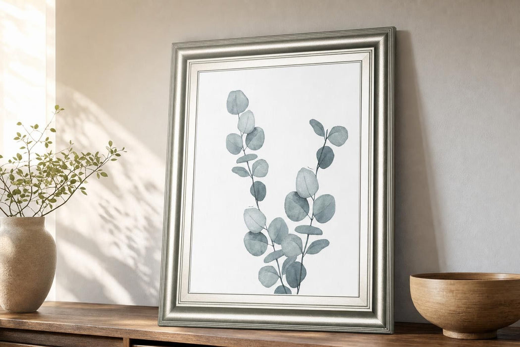 22x26 Blue Botanical Wash III By Conrad Knutsen - Silver