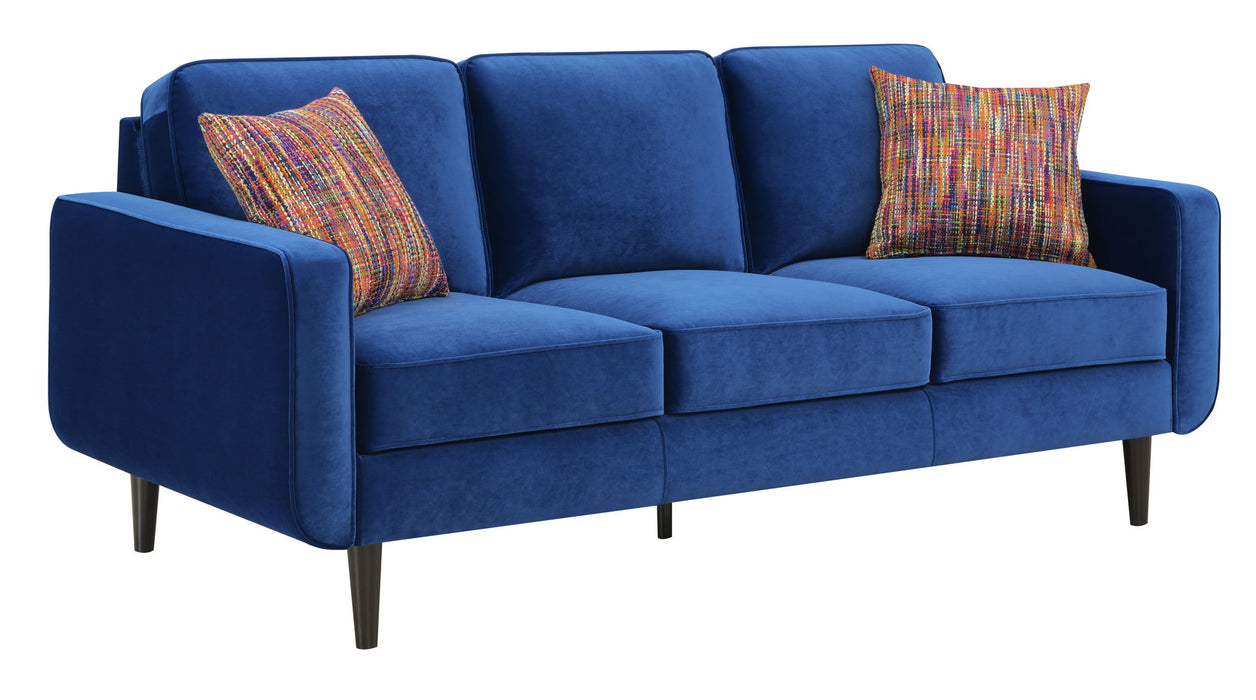 Jax - Sofa With Velvetine Upholstery, Wood Legs, And Track Arms - Royal Blue