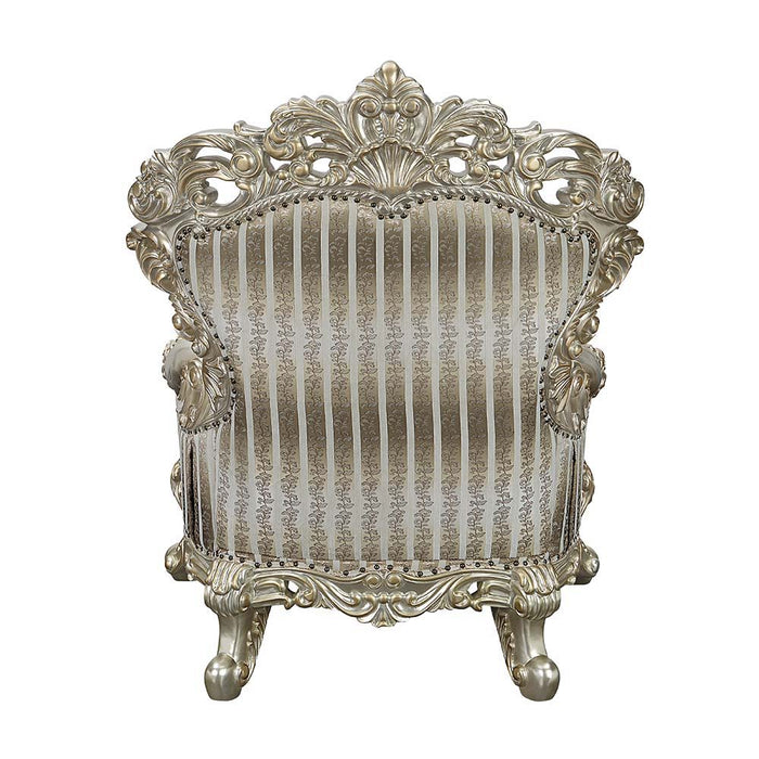 Sorina - Chair With 2 Pillows - Velvet, Fabric & Antique Gold