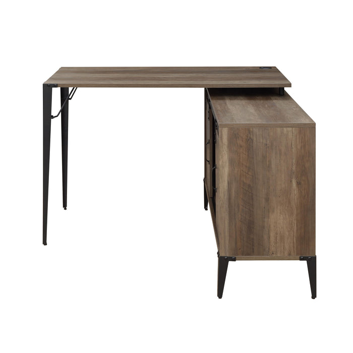 Zakwani - 48" Writing Desk With USB - Rustic Oak & Black