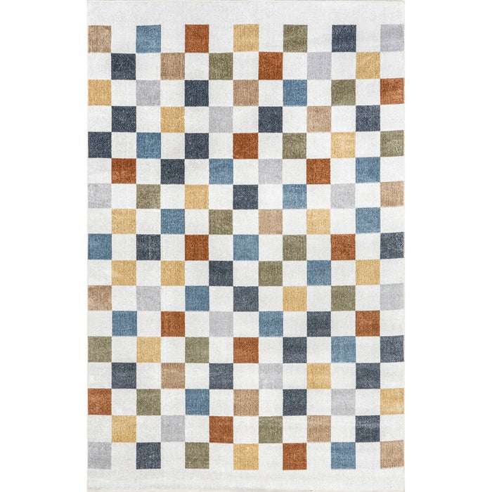 Naya Checkered Machine Washable Area Rug: Beige / Rectangle / 7' 10" x 10'