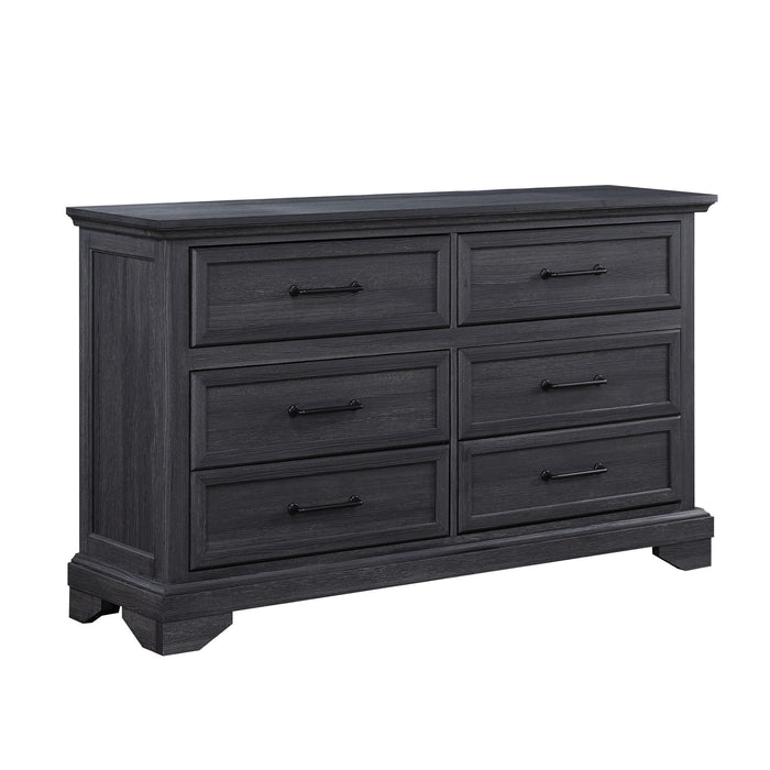Colville - 6-Drawer Dresser With Black Metal Hardware - Charcoal