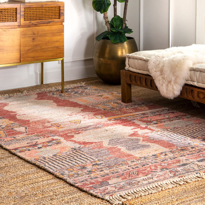 Vintage Flatweave Hermina Area Rug: Multi / Round / 6'
