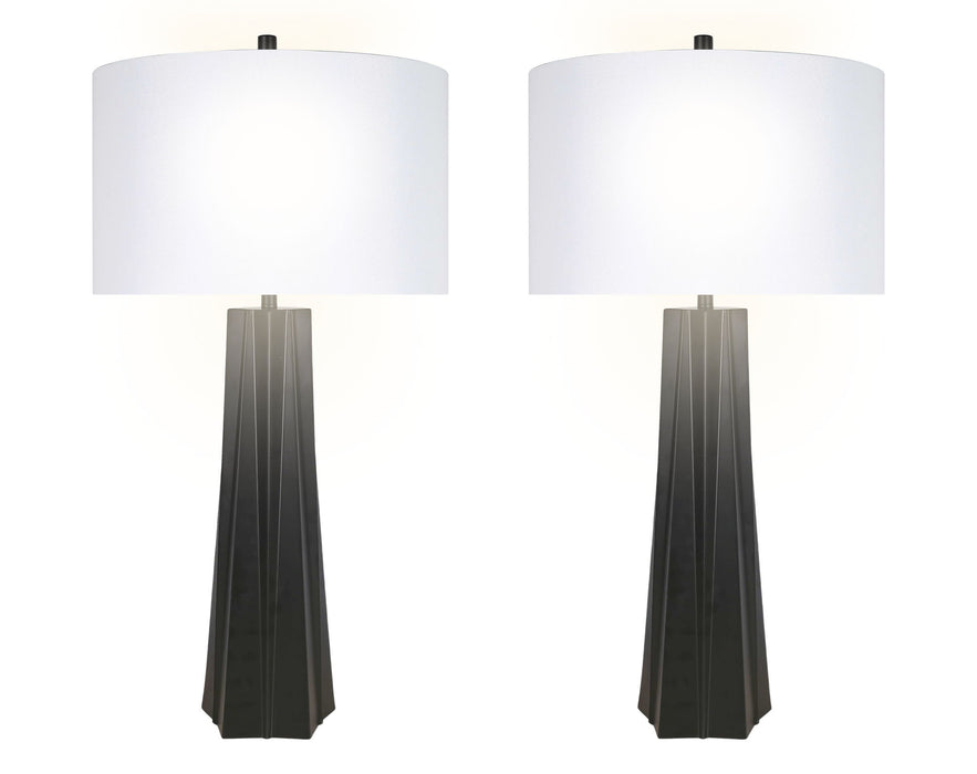 "Obsidian Glow" Metal Table Lamp (Set of 2) - Matte Black