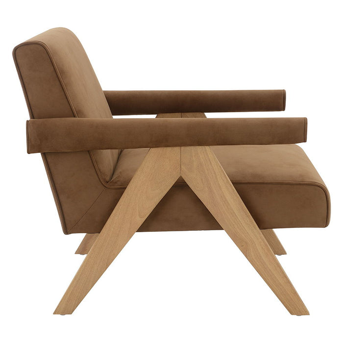 Zoey - Accent Chair - Chocolate Suede & Oak