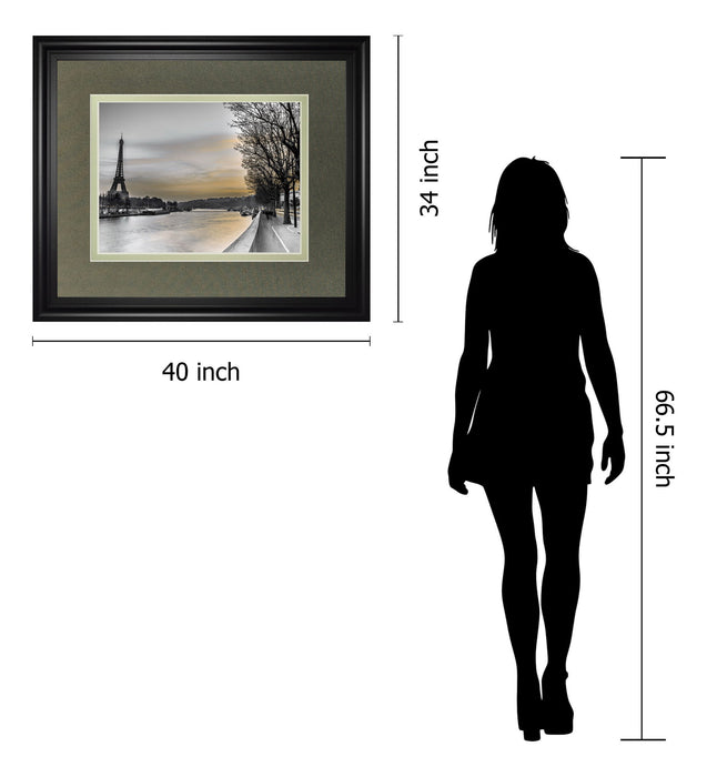 River Seine And The Eiffel Tower By Assaf Frank - Framed Print Wall Art - Gray