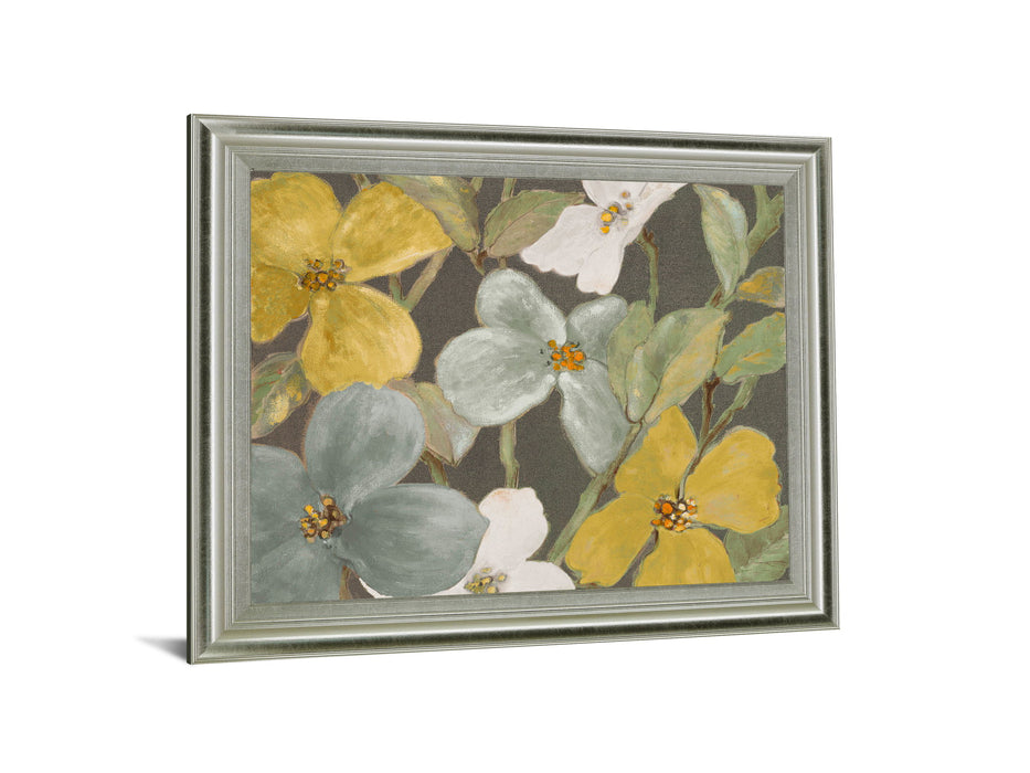 Golden Petal Whisper - 28" x 34" Framed Wall Art - Gray