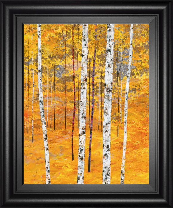 Iridescent Trees IV By Alex Jawdokimov - Framed Print Wall Art - Yellow