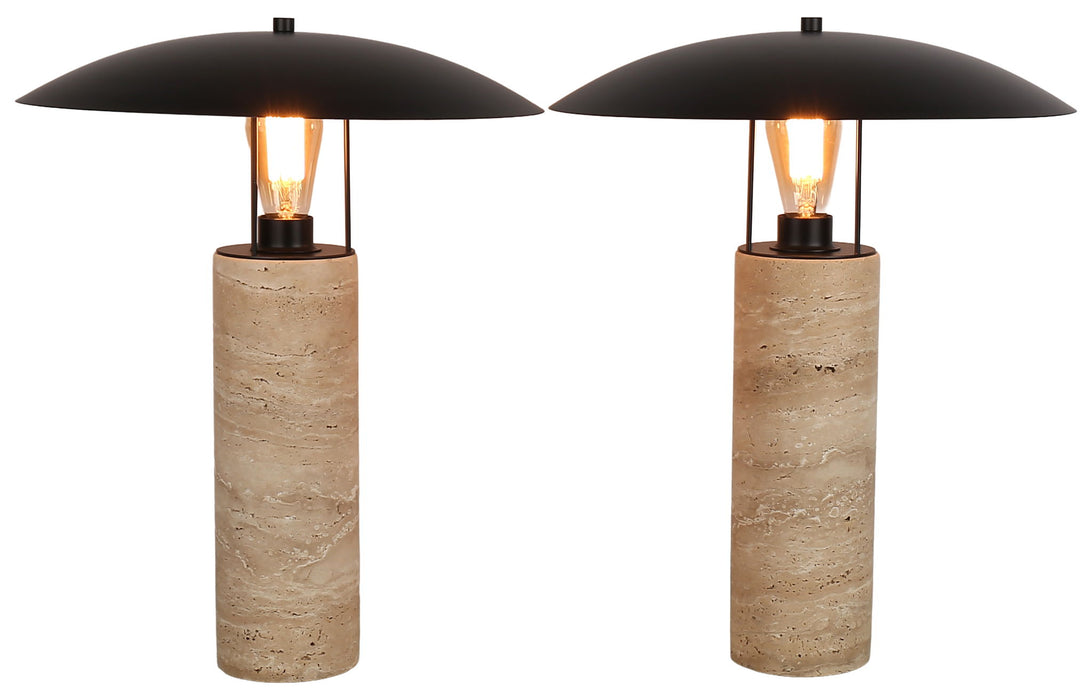 Mesa Canopy - 20 X 16 - Travertine Accent Lamp (Set of 2) - Travertine