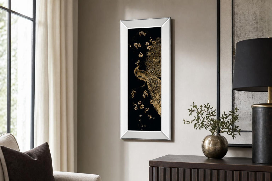 Gilded Peacock Triptych I By Jennifer Goldberger - Black