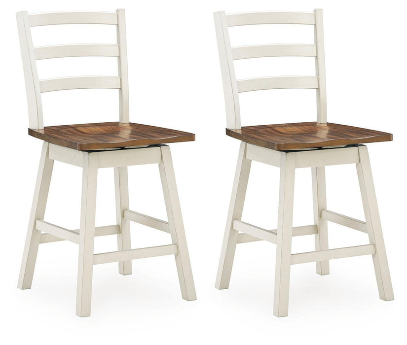 Brinfern - Swivel Stool (Set of 2) - Brown / Antique White