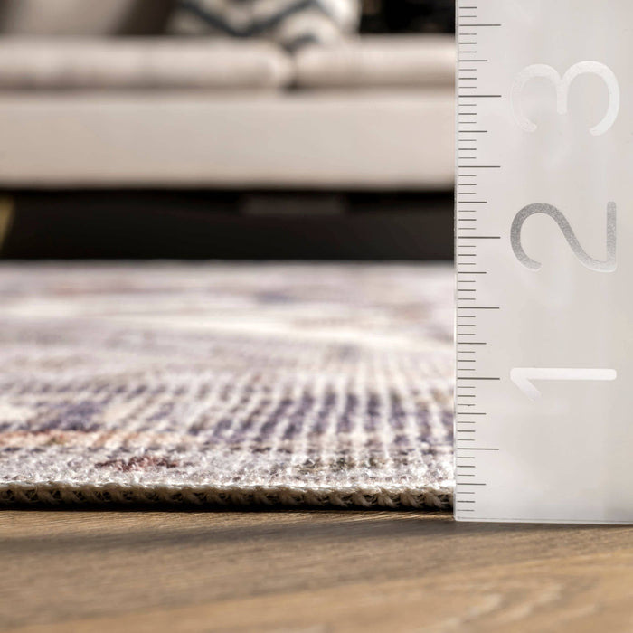 Mali Machine Washable Traditional Medallion Area Rug: Ivory / Rectangle / 6' x 9'