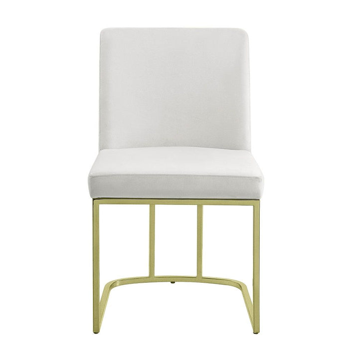 Zazie - Side Chair Set of 2) - White Velvet & Gold