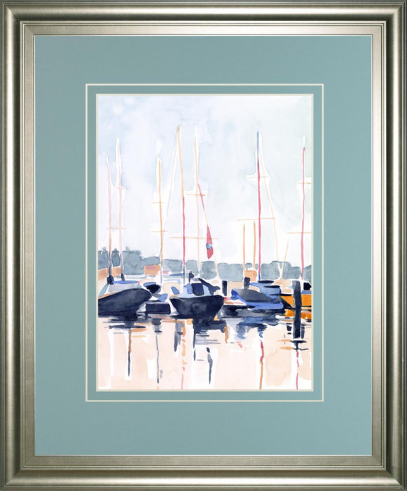 34x40 Watercolor Boat Club II By Emma Scarvey - Light Blue