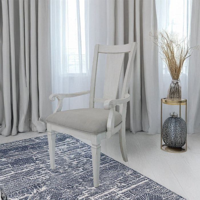 Katia - Arm Chair Set of 2) - Light Gray Linen & Weathered White