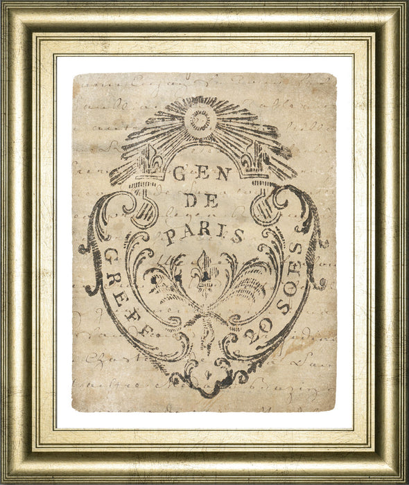Letter Crest IIa Vintage V2 By Wild Apple Portfolio - Framed Print Wall Art - Beige
