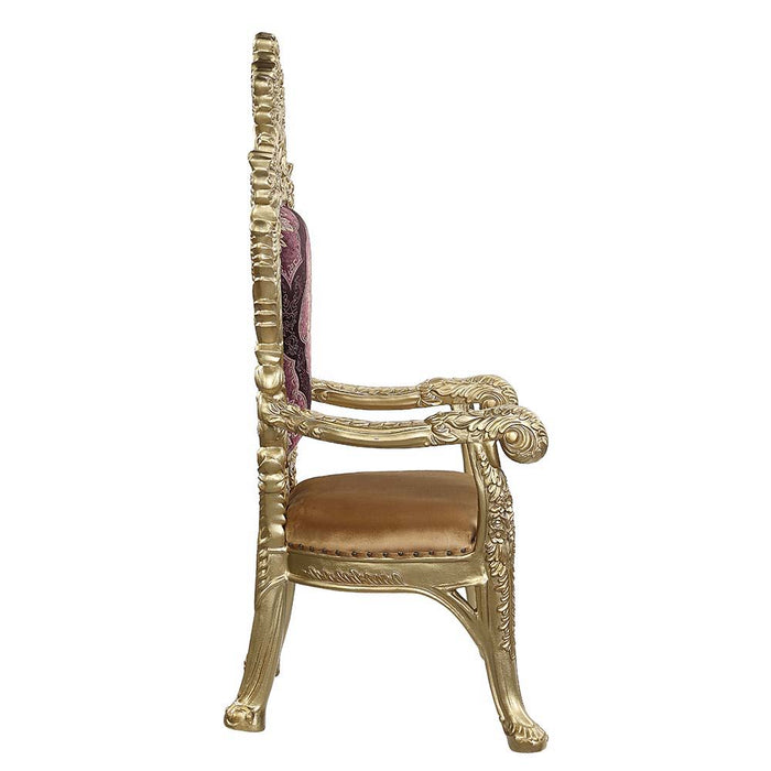 Bernadette - Arm Chair (Set of 2) - Pattern Fabric & Gold