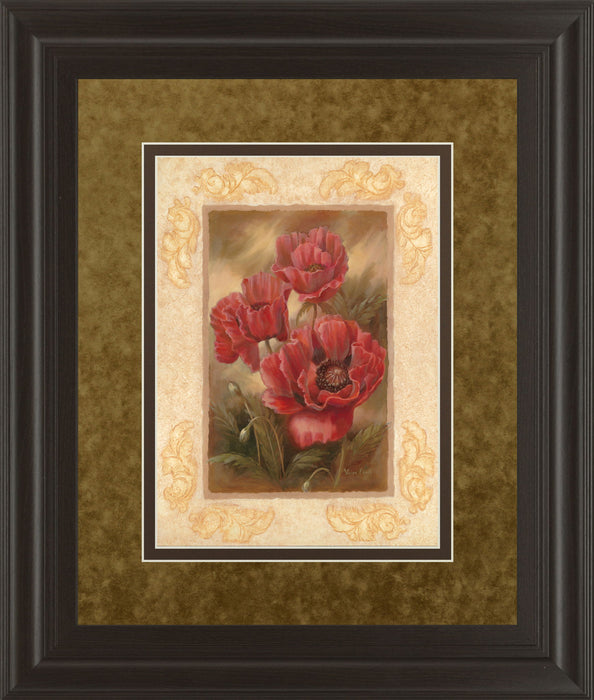Daphne's Poppies By Vivian Flasch - Framed Print Wall Art - Light Brown