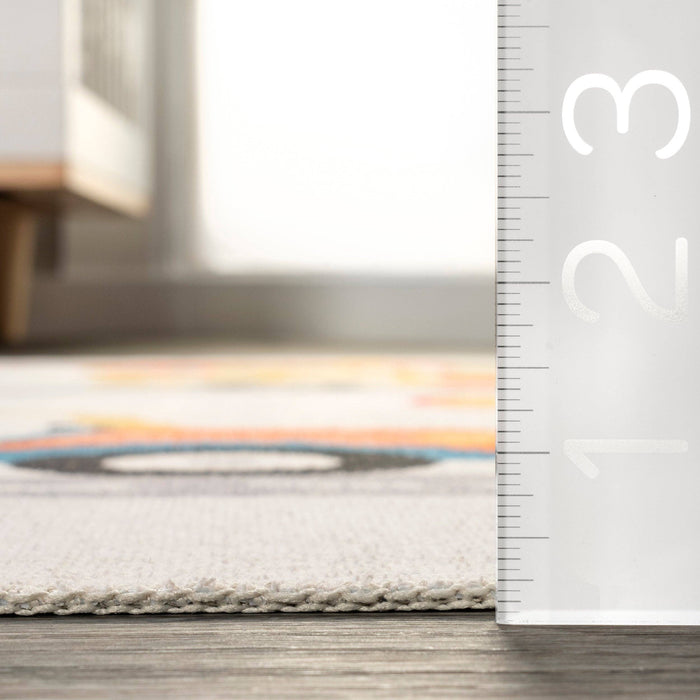 Carmina City Streets Machine Washable Kids Area Rug: White Multi / Rectangle / 3' x 5'