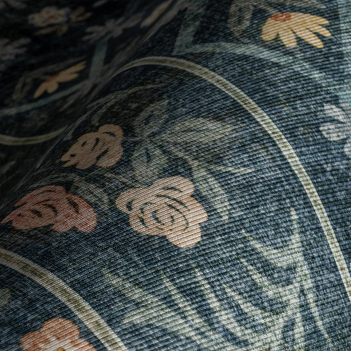 NuLOOM Valley Floral Washable Area Rug: Teal / Rectangle / 5' x 8'