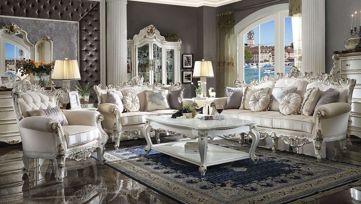 Picardy II - Sofa With 7 Pillows - Fabric & Antique Pearl