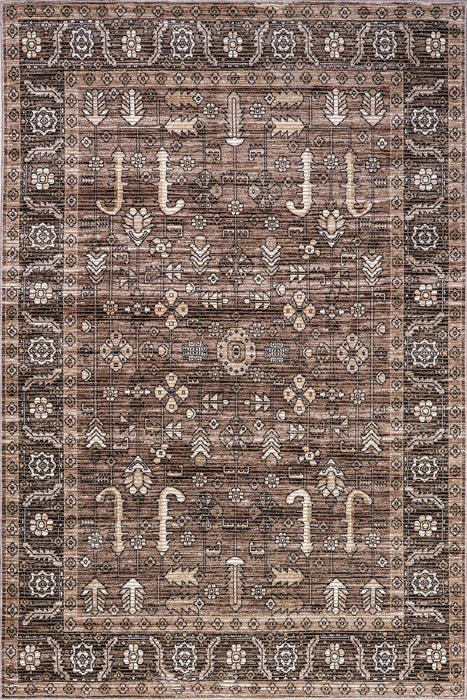 Redwood Vintage Machine Washable Area Rug: Taupe / Rectangle / 6' x 9'