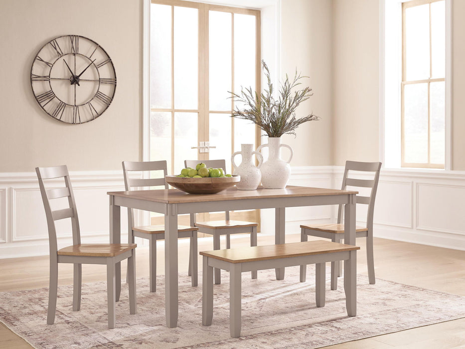 Harperfeld - Dining Room Table Set (Set of 6) - Natural / Gray