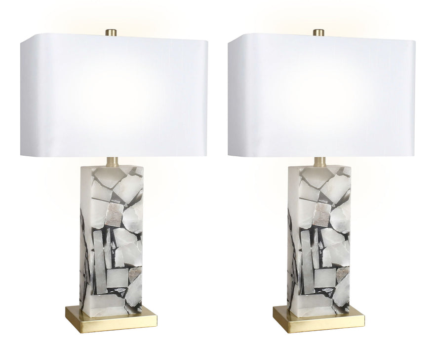 "Alabaster Mosaic" Alabaster Table Lamp (Set of 2) - Alabaster / Soft Gold