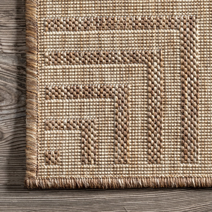 Asha Simple Border Indoor/Outdoor Area Rug: Dark Grey / Runner / 2' x 8'