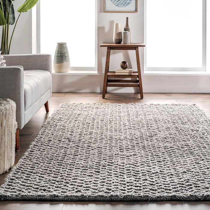 Glendora Hand Woven Chevron Area Rug: Ivory / Rectangle / 5' x 8'