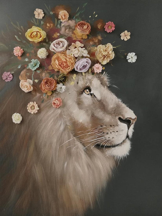 Floral Majesty - 40" x 30" Framed Wall Art - Light Brown