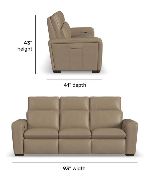 Sense Leather Power Reclining Sofa with Power Headrest, Lumbar & Pulse