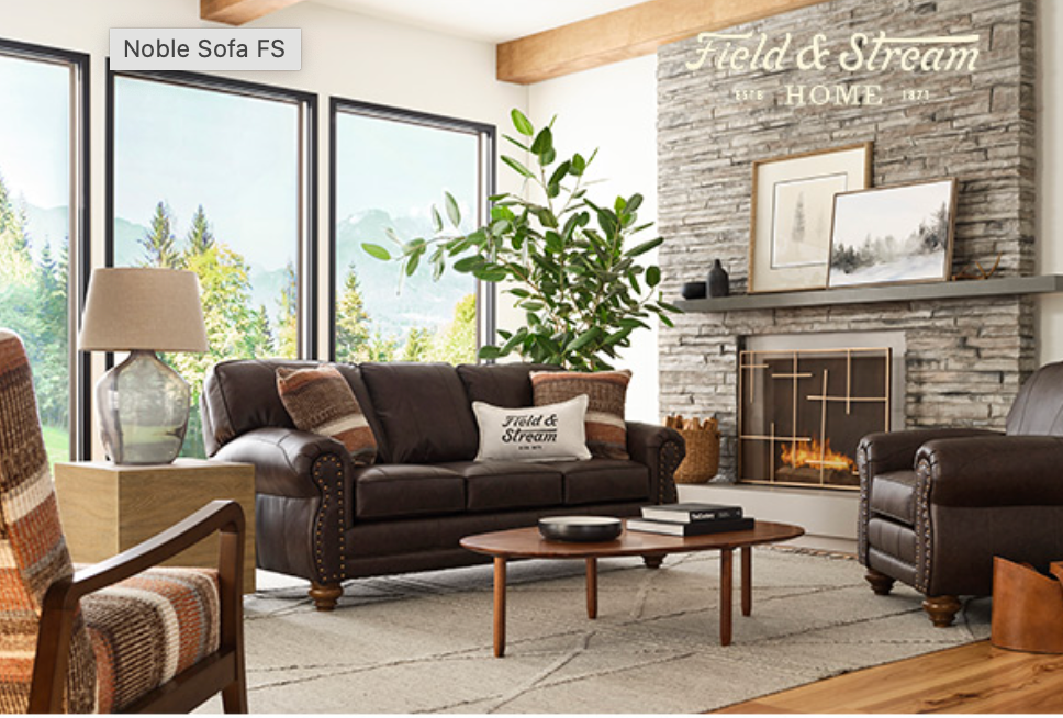 Noble Sofa Field & Stream Collection Stationary F: 75556-L Dark Brown