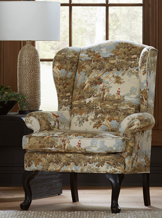 Field & Stream Sylvia Queen Anne Wing Chair Fabric:35169X Vintage