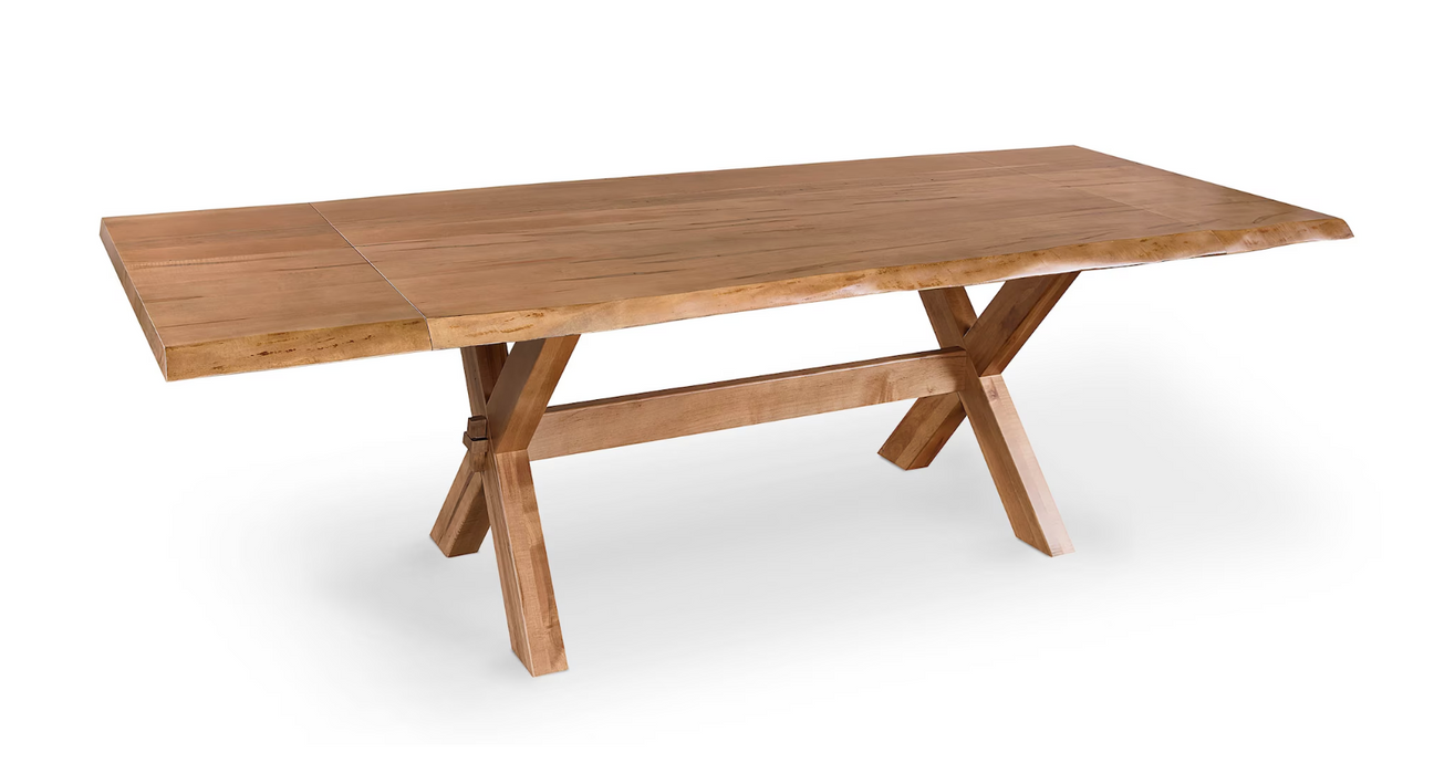 Crossbuck Live Edge Dining Table with Extendable Leaves