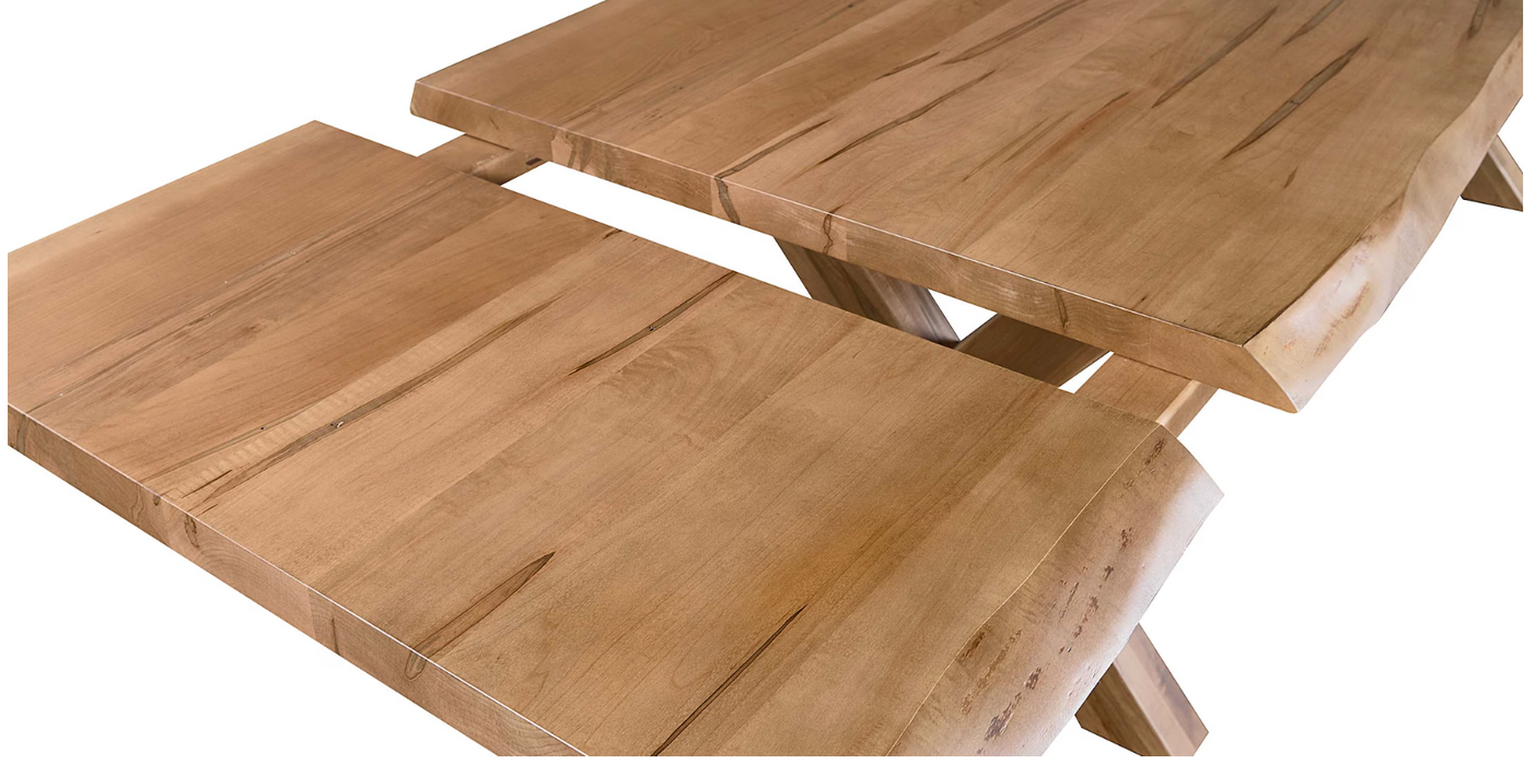 Crossbuck Live Edge Dining Table with Extendable Leaves