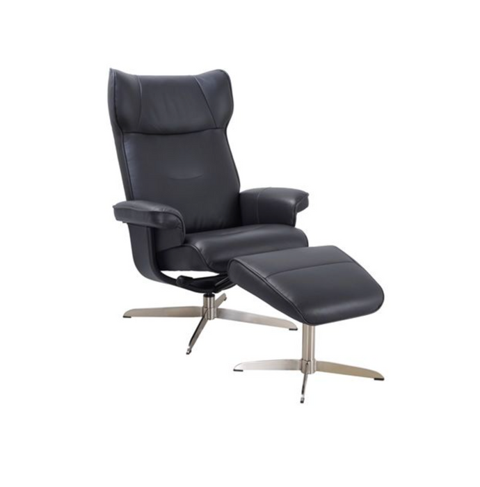 BenchMaster Winter Euro-Style Leather Recliner & Ottoman