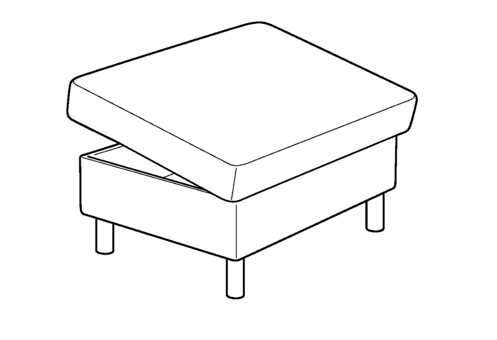 Moduli Ottoman - Rectangular (A - Grade, A - Perfect Harmony, Perfect Harmony - 39, 104/12, Walnut | Stained Solid Birch, Medium)