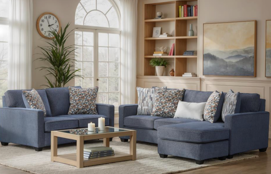 Lamar Indigo Chaise with USB