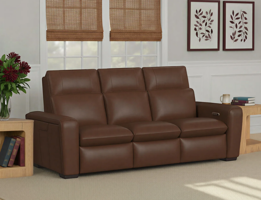 Sense Leather Power Reclining Sofa with Power Headrest, Lumbar & Pulse