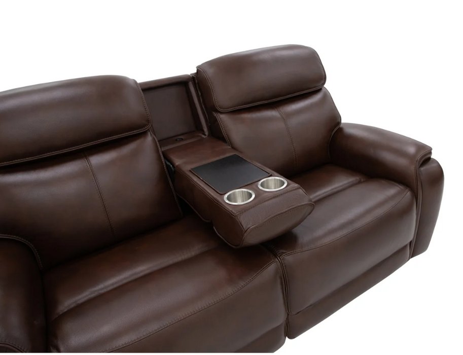 Walker Leather Power Gliding Loveseat w/ Power Headrest & Lumbar