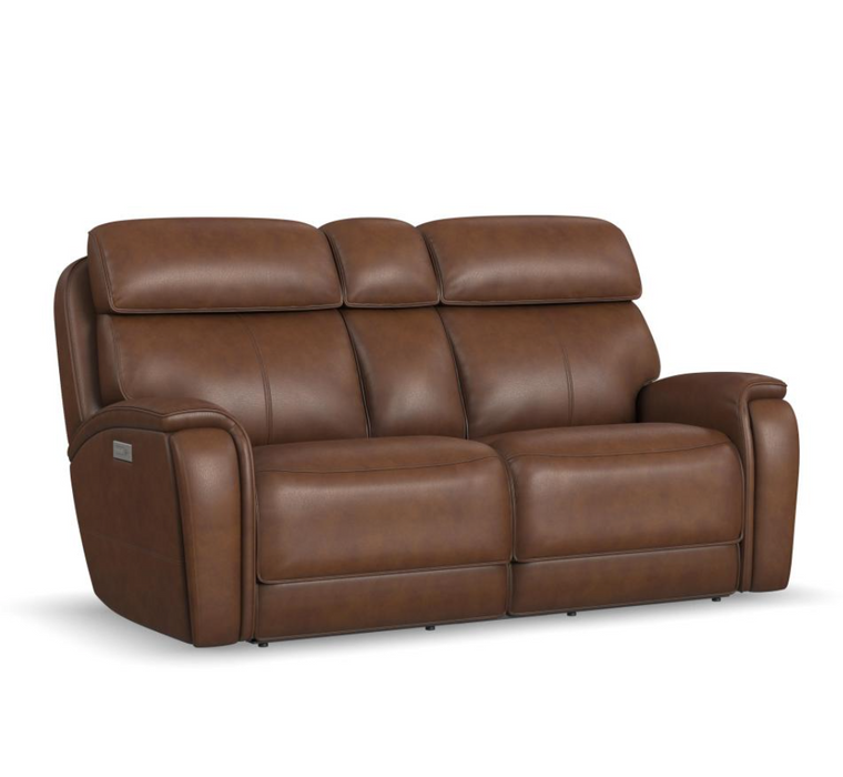 Walker Leather Power Gliding Loveseat w/ Power Headrest & Lumbar