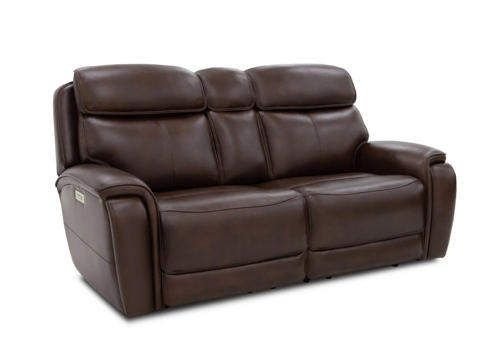 Walker Leather Power Gliding Loveseat w/ Power Headrest & Lumbar