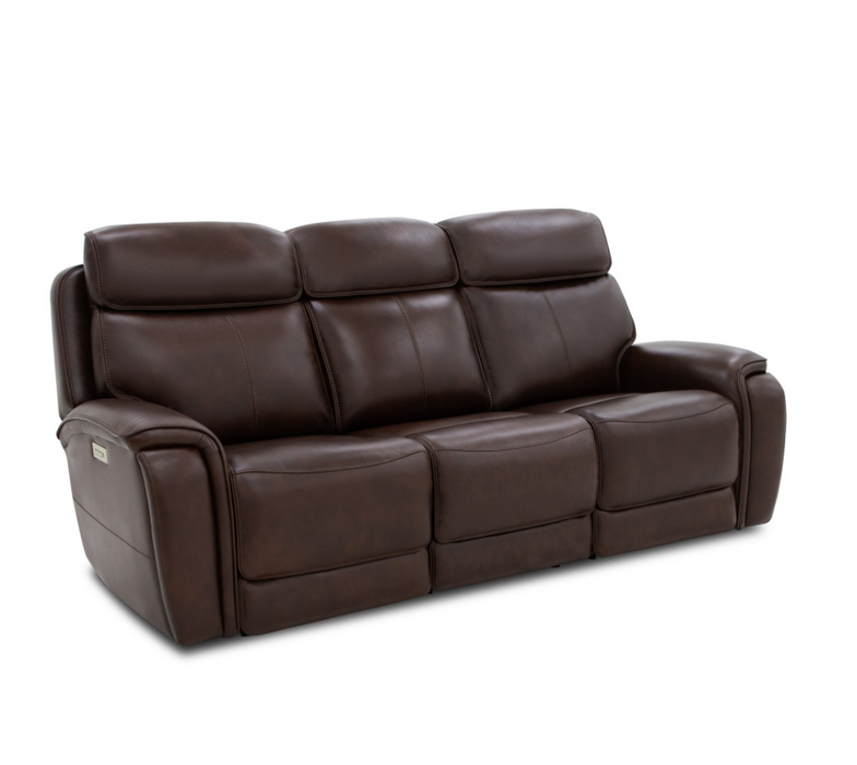 Walker Leather Power Reclining Sofa w/ Console, Power Headrest & Lumbar