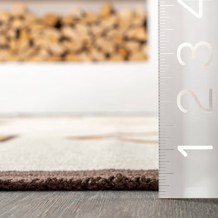 Colbie Tribal Machine Washable Area Rug: Ivory / Rectangle / 5' x 8'