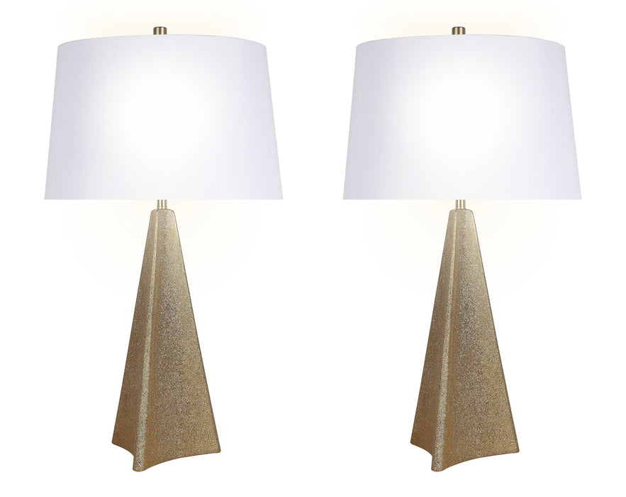 "Golden Apex" Ceramic Table Lamp (Set of 2) - Electroplated Gold