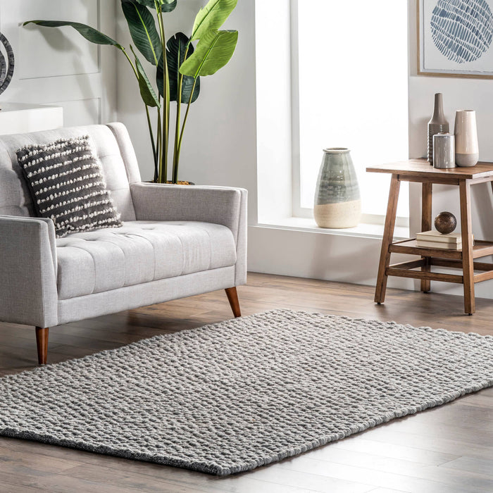 Glendora Hand Woven Chevron Area Rug: Ivory / Rectangle / 5' x 8'